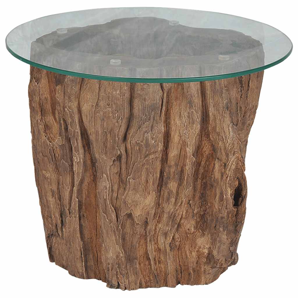 Coffee table teak glass 50x40 cm