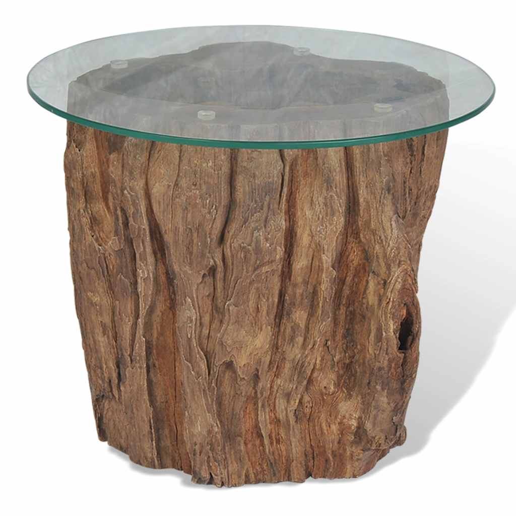 Coffee table teak glass 50x40 cm