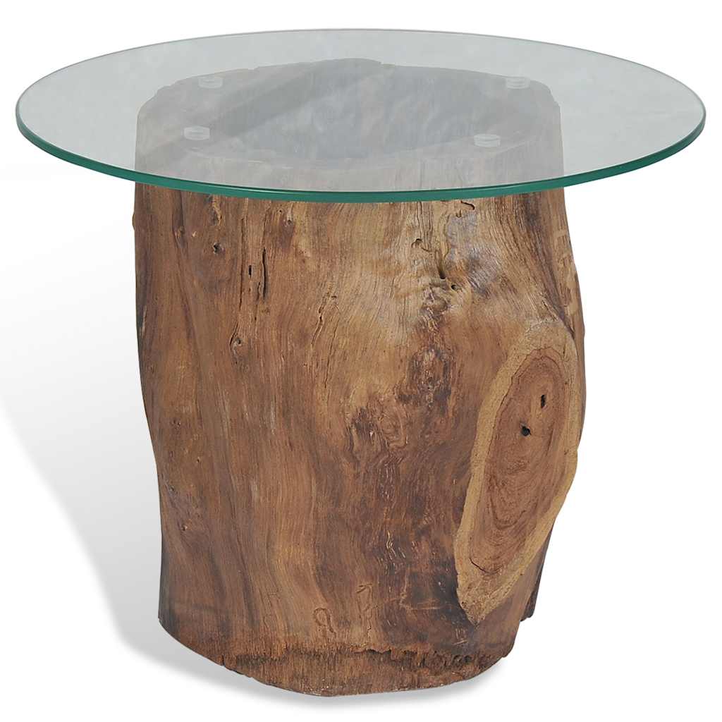 Coffee table teak glass 50x40 cm