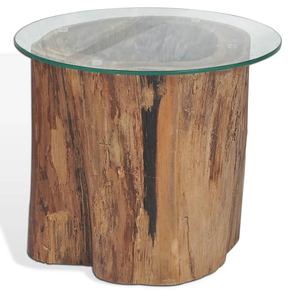Coffee table teak glass 50x40 cm