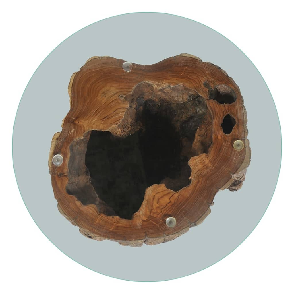 Coffee table teak glass 50x40 cm