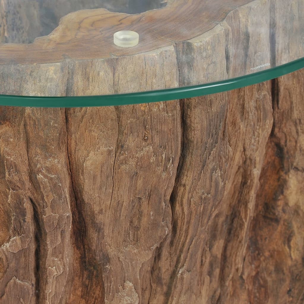 Coffee table teak glass 50x40 cm