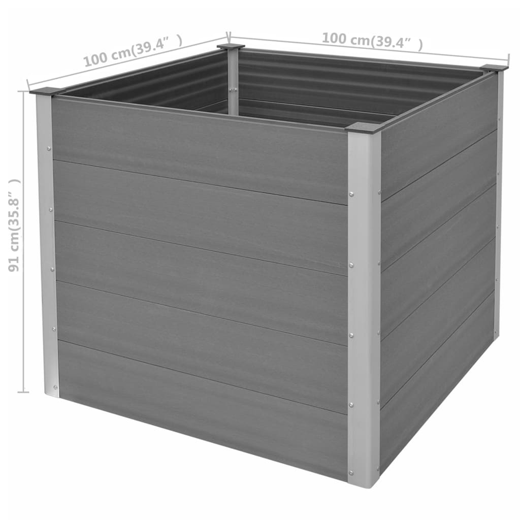 Garten-Hochbeet WPC 100x100x91 cm Grau