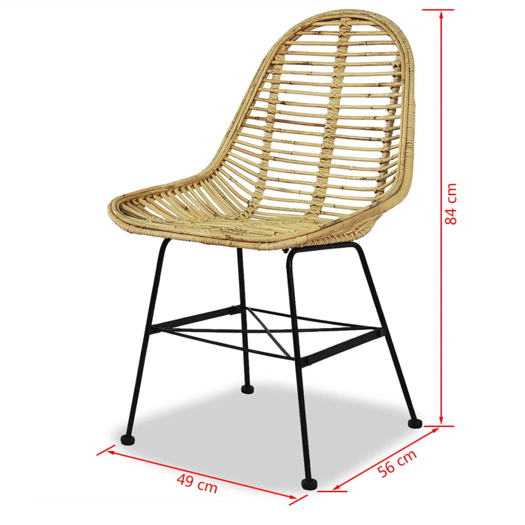 Esszimmerstühle 2 Stk. Natur Rattan