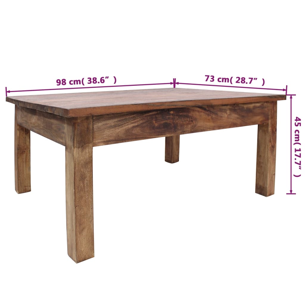 Table basse en acajou massif 98x73x45 cm