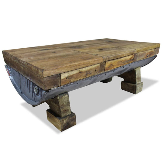 Table basse en bois de récupération mixte 90x50x35 cm