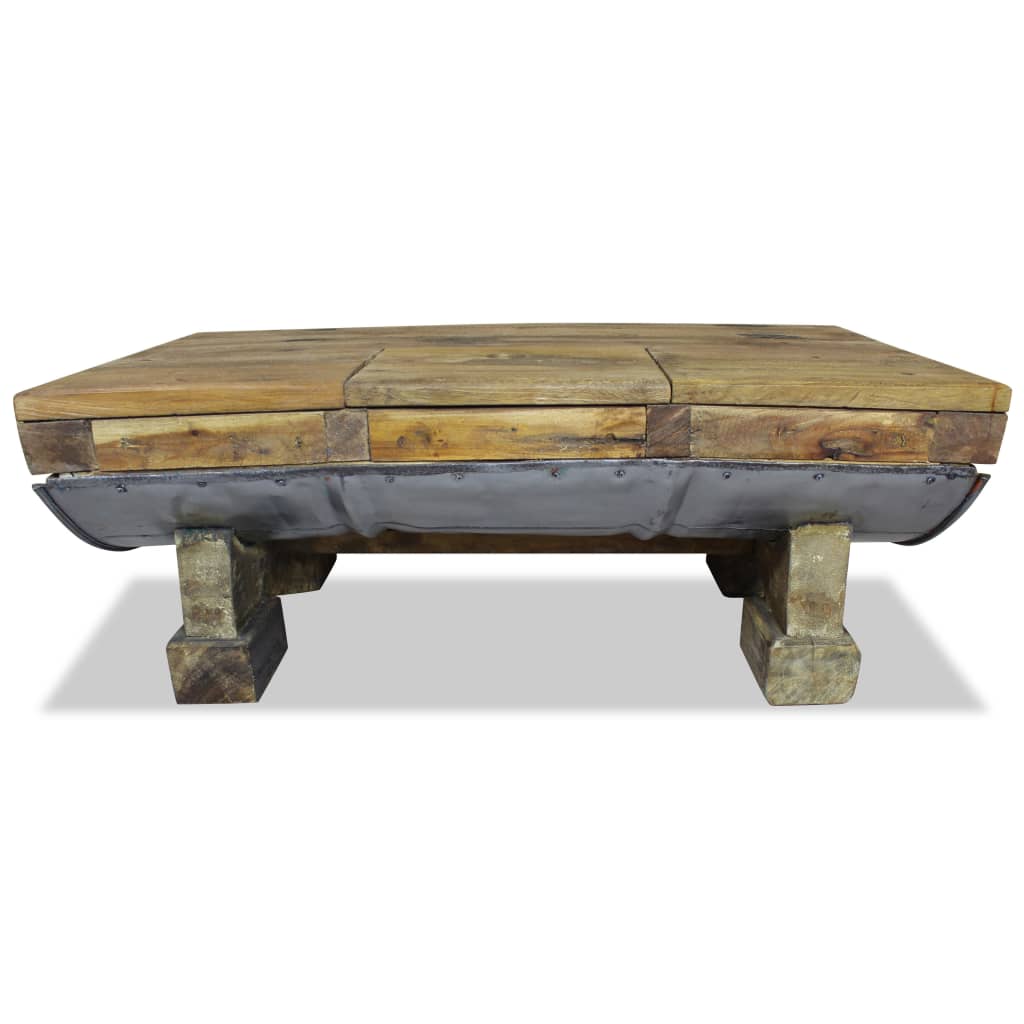Table basse en bois de récupération mixte 90x50x35 cm