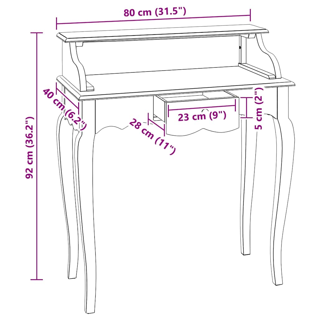 Schreibtisch Massives Mahagoniholz 80x40x92 cm