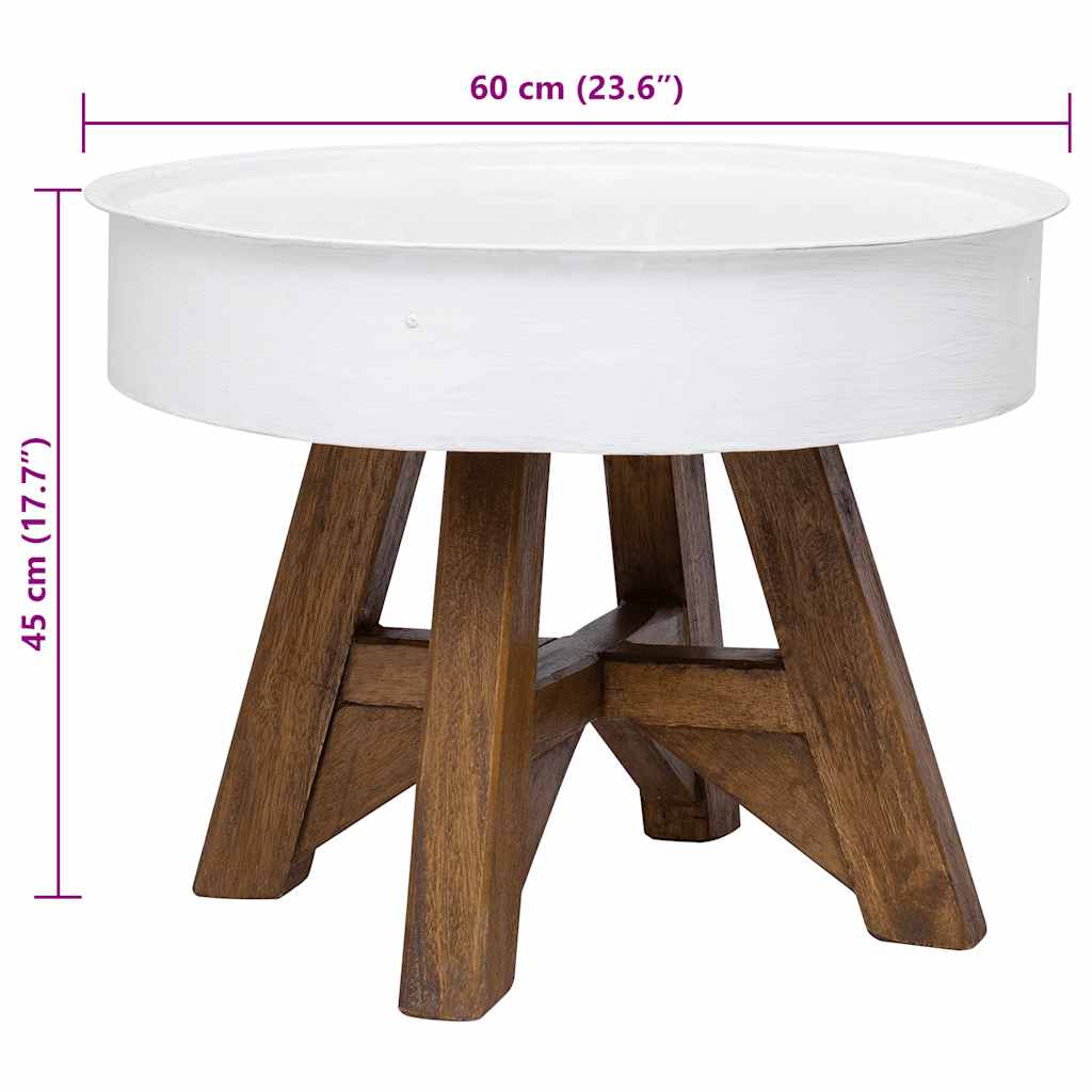 Couchtisch Altholz Massiv 60x45 cm Weiß