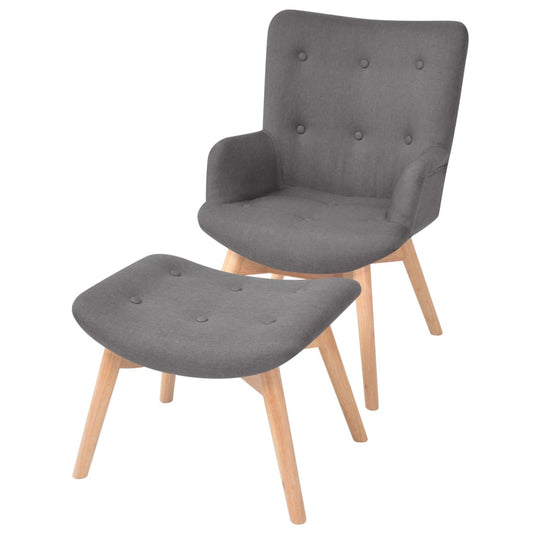 Sessel mit Fußhocker Grau Stoff