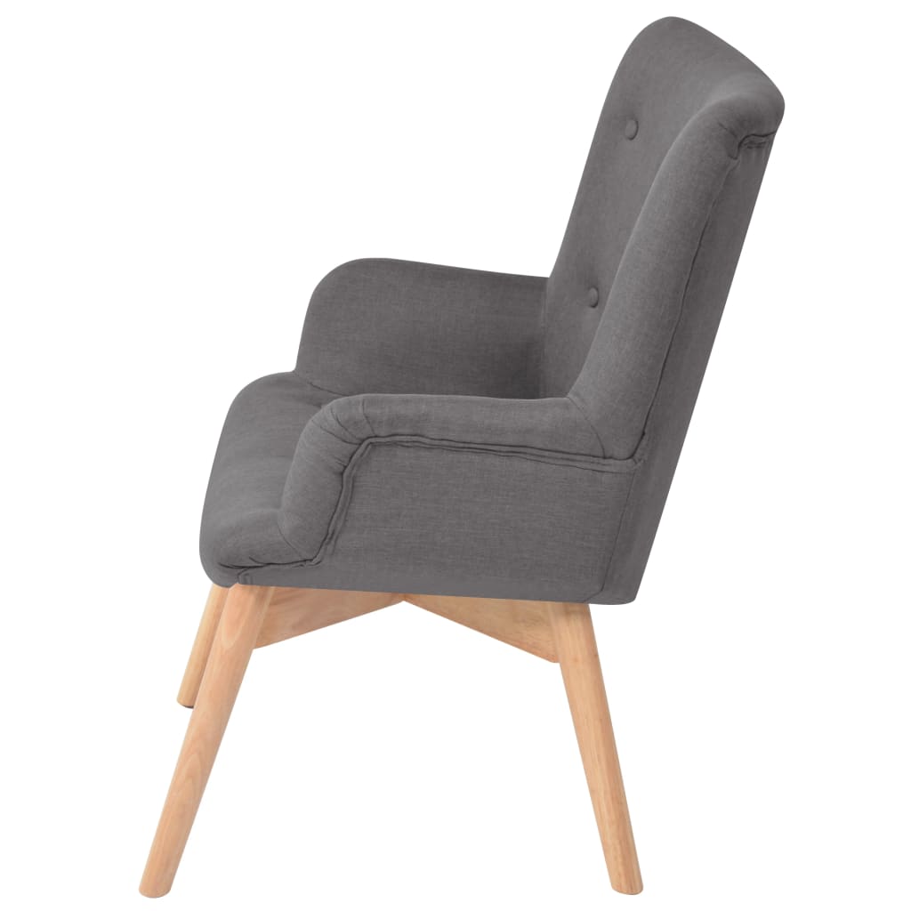 Sessel mit Fußhocker Grau Stoff