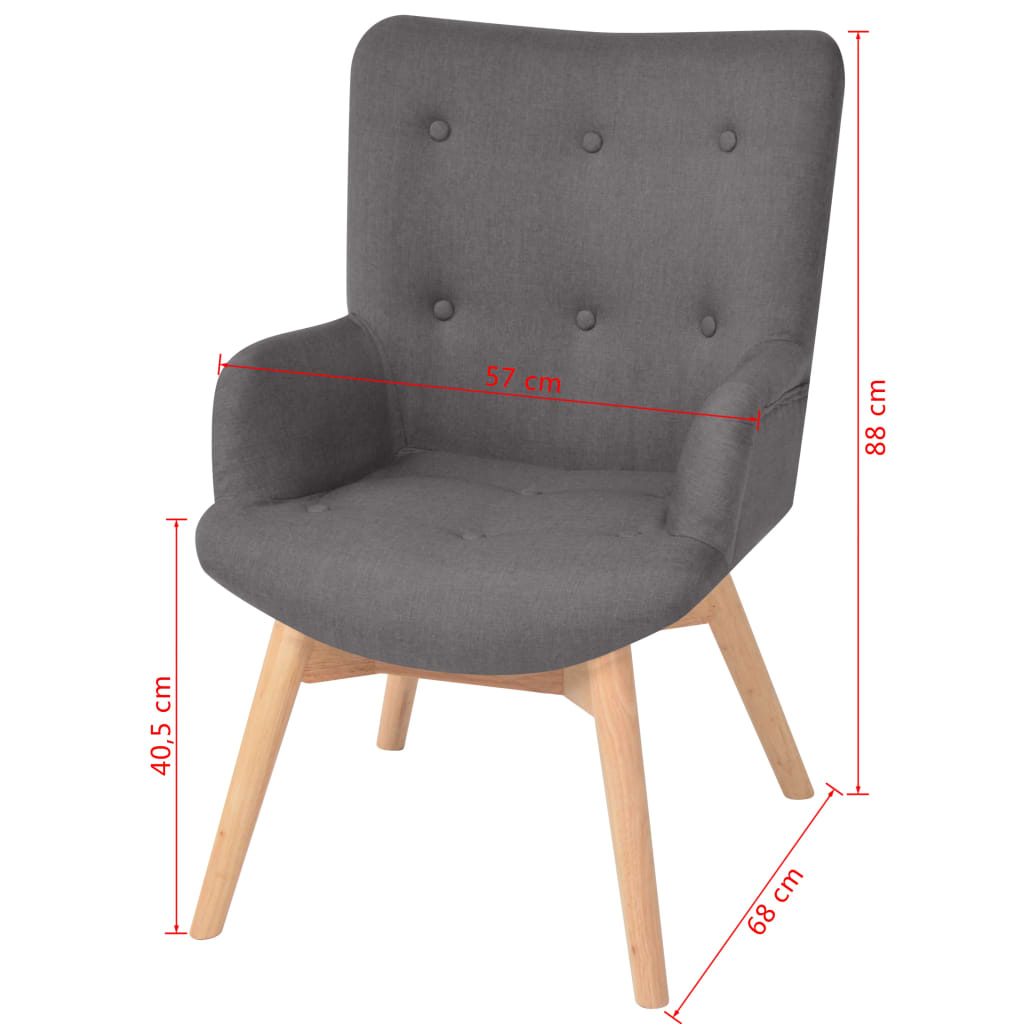 Sessel mit Fußhocker Grau Stoff