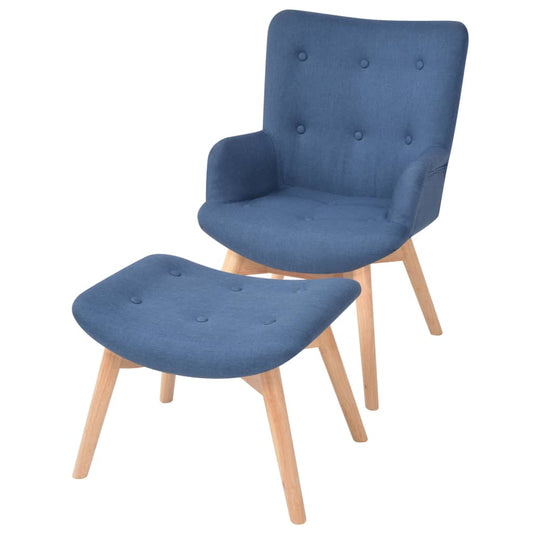 Sessel mit Fußhocker Blau Stoff