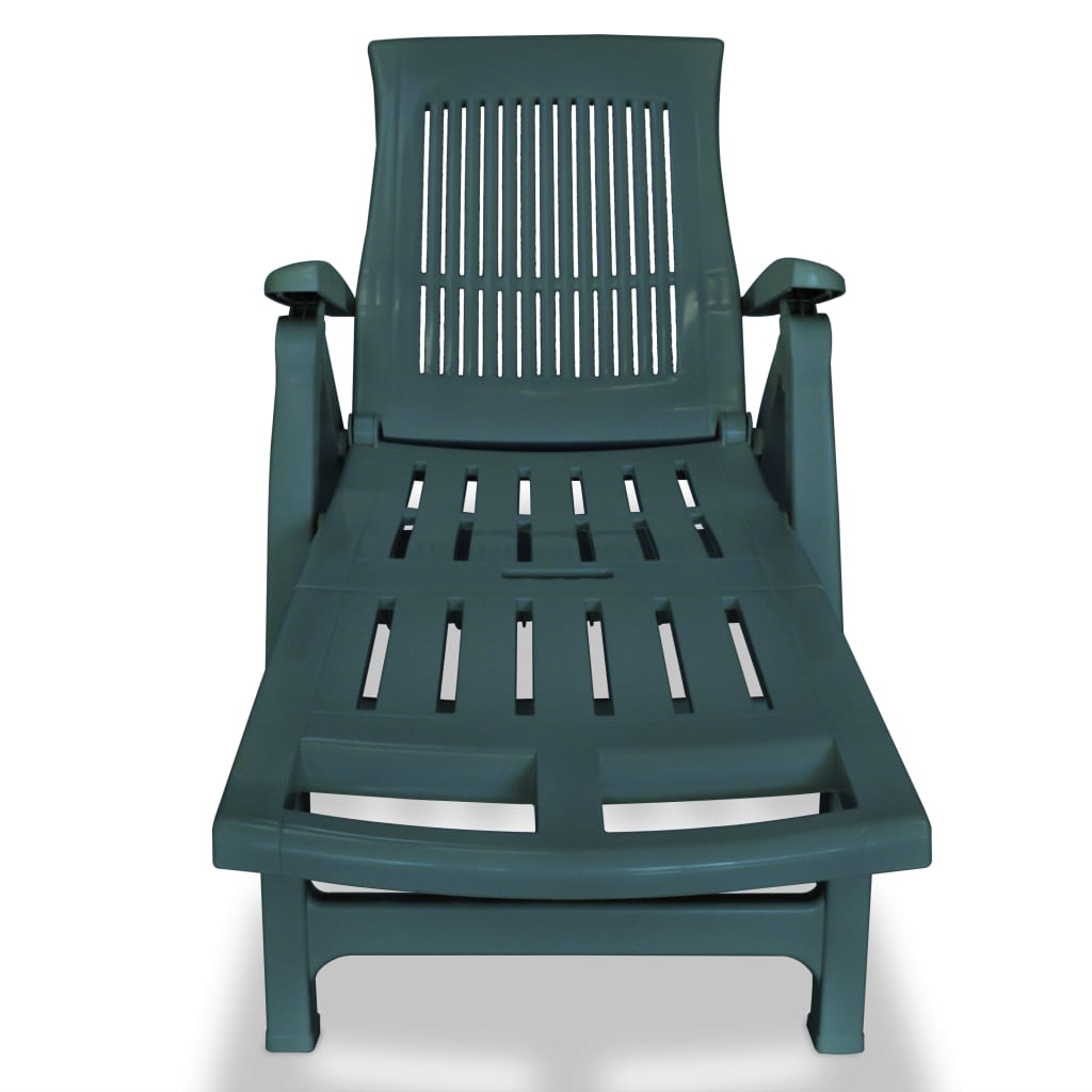Chaise longue avec repose-pieds réglable en plastique vert