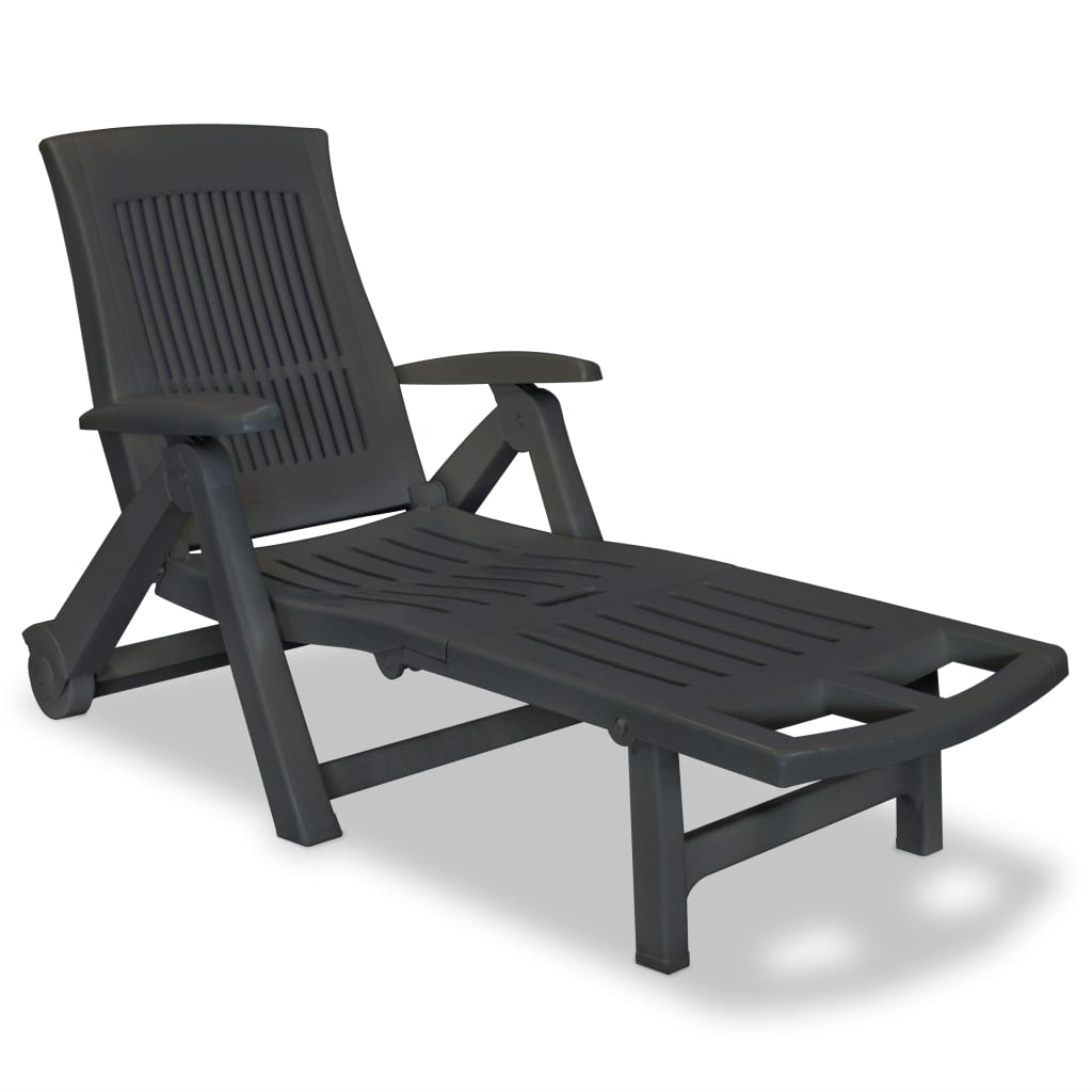 Bain de soleil avec repose-pieds réglable en plastique anthracite