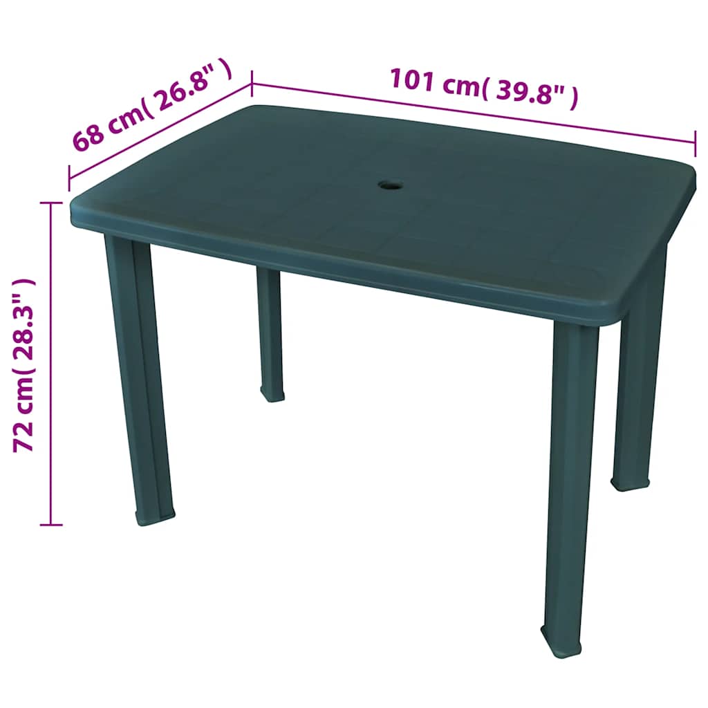 Gartentisch Grün 101x68x72 cm Kunststoff
