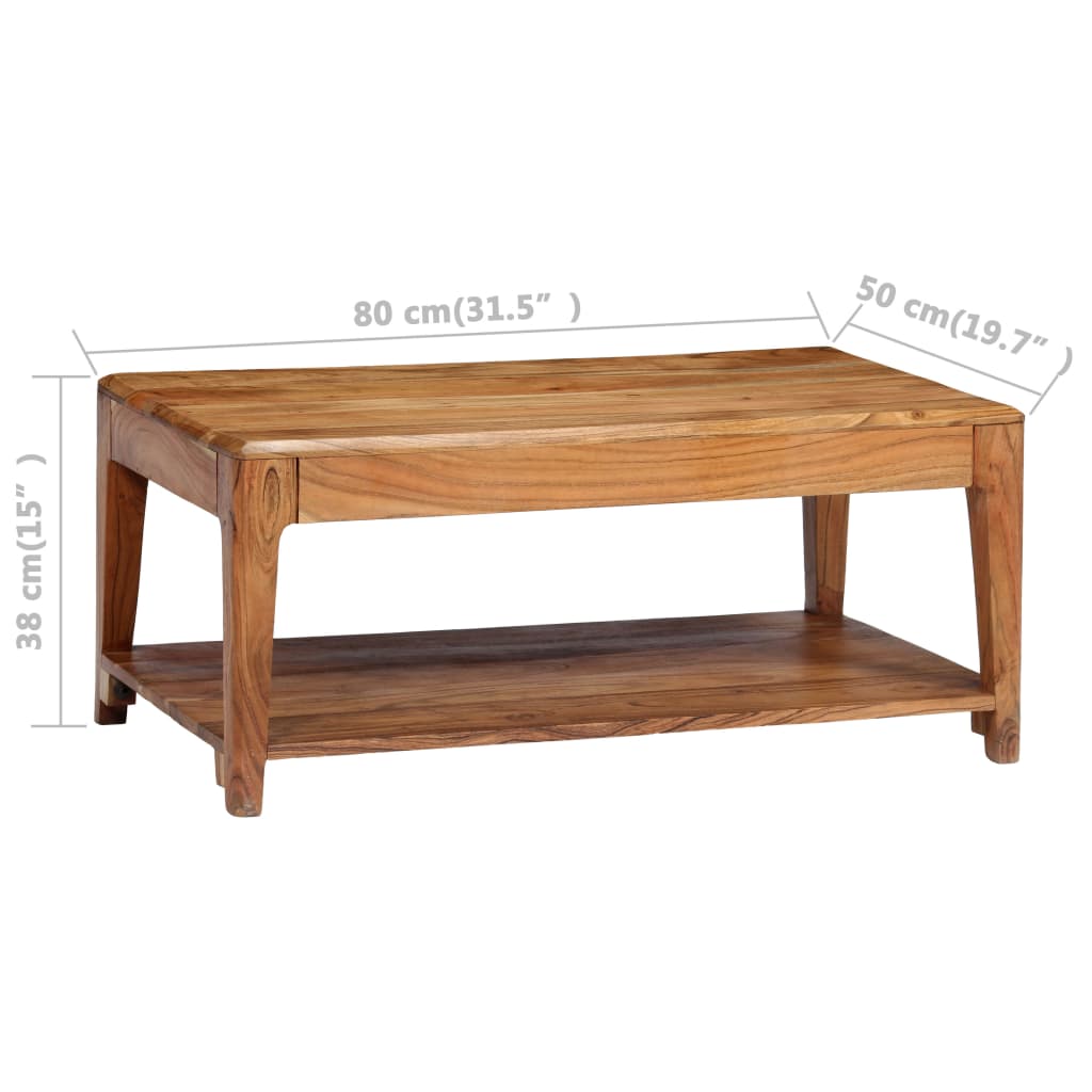 Table basse en bois massif 88x50x38 cm