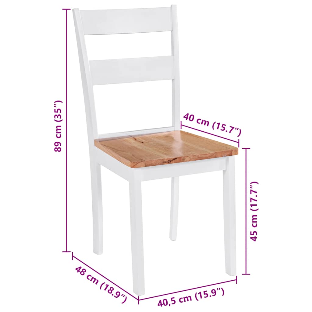 Esszimmerstühle 2 Stk. Weiß Massivholz Gummibaum