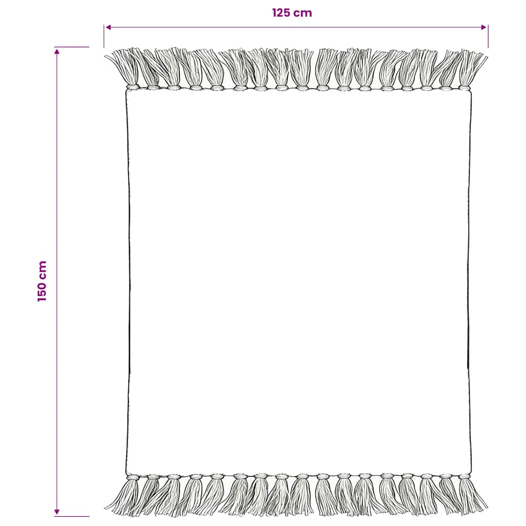 Überwurf Baumwolle Streifen 125x150 cm Grau und Weiß