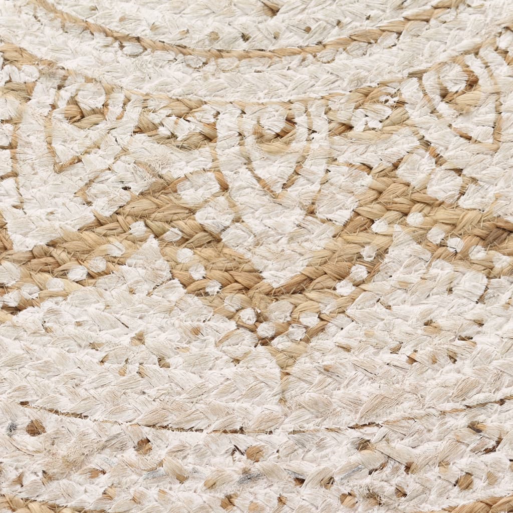 Teppich Jute Geflochten Bedruckt 90 cm Rund