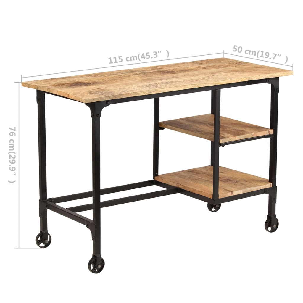Schreibtisch mit Klapphocker Mangoholz Massiv 115x50x76 cm