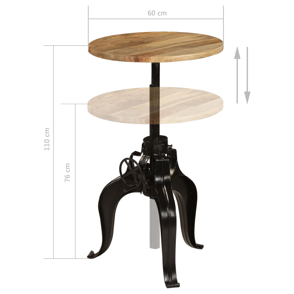 Bartisch Massivholz Mango 60×(76-110) cm