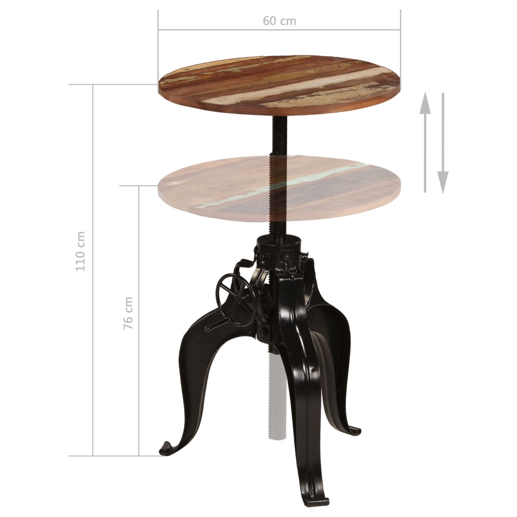 Bartisch Altholz Massiv 60x(76-110) cm