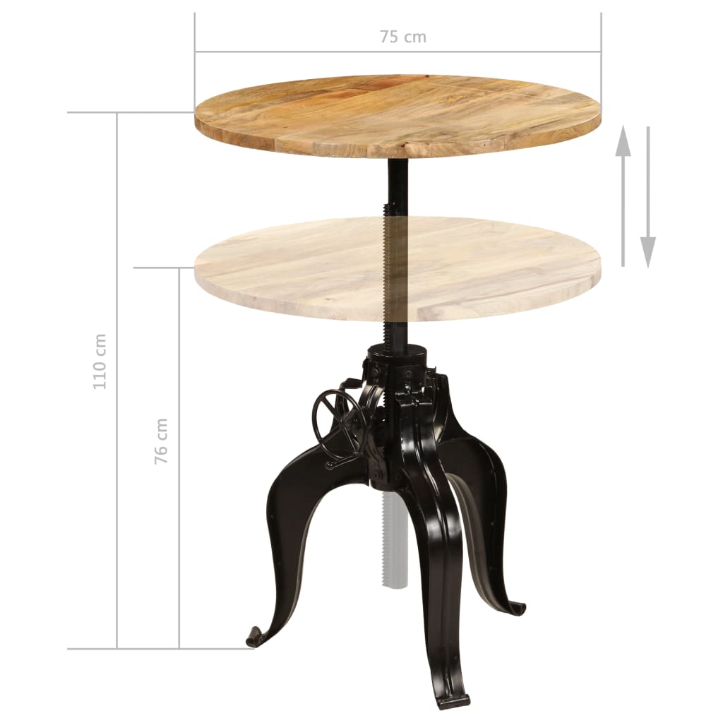 Bartisch Massivholz Mango 75x(76-110) cm