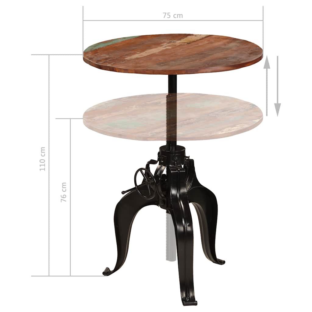 Bartisch Altholz Massiv 75x(76-110) cm
