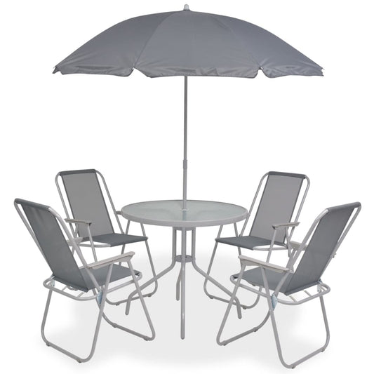 6-piece garden dining set steel and textilene gray
