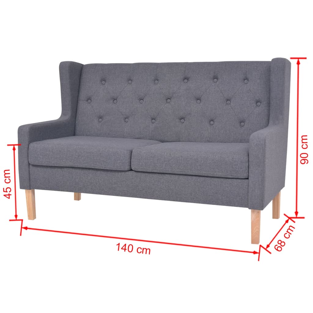 Sofa 2-Sitzer Stoff Grau