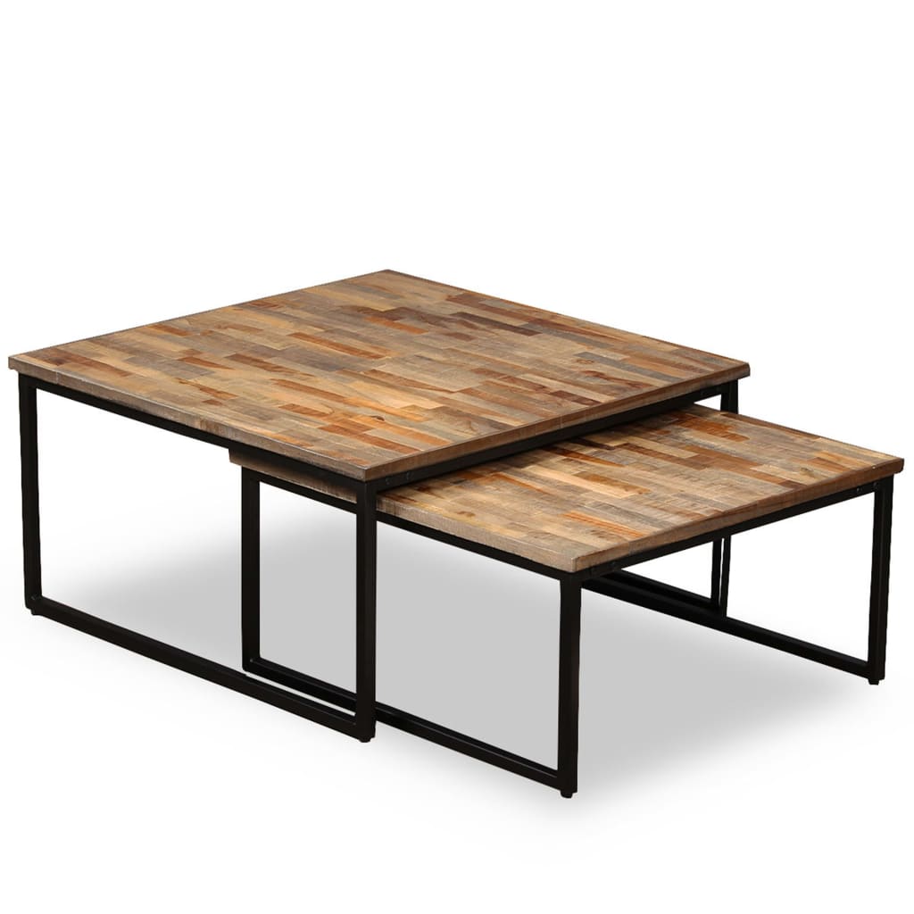 Satztisch Couchtisch-Set 2-tlg. Recyceltes Teak Massiv