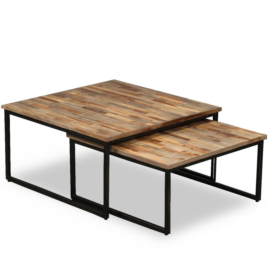 Satztisch Couchtisch-Set 2-tlg. Recyceltes Teak Massiv