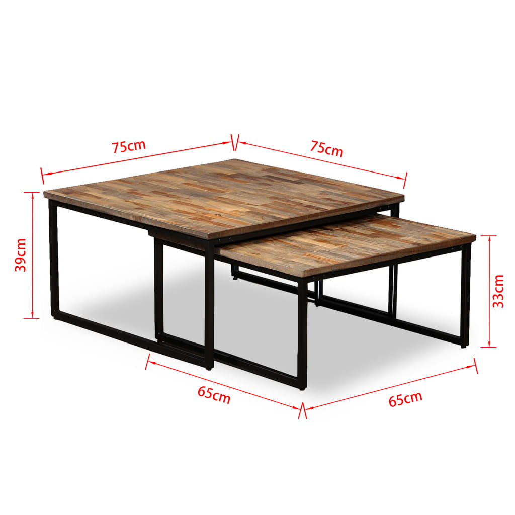 Satztisch Couchtisch-Set 2-tlg. Recyceltes Teak Massiv