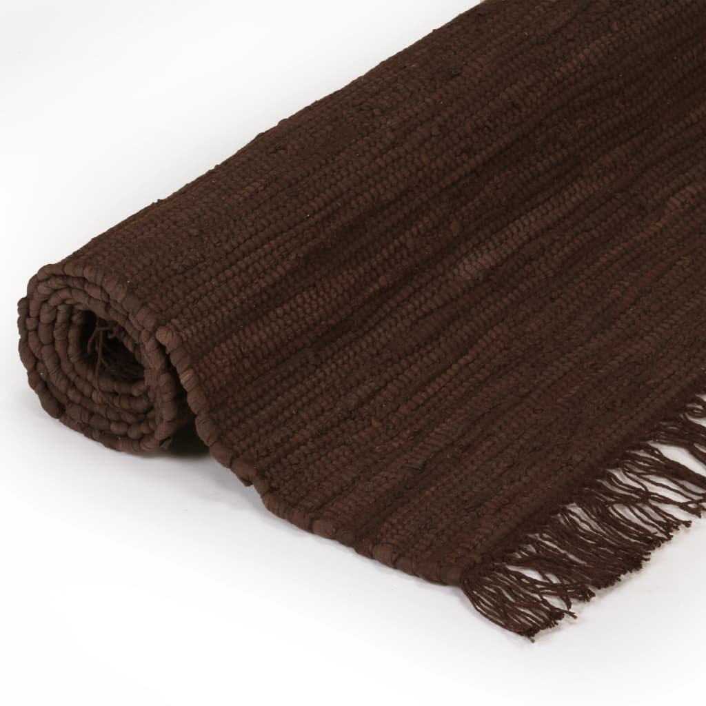 Handgewebter Chindi-Teppich Baumwolle 160x230 cm Braun