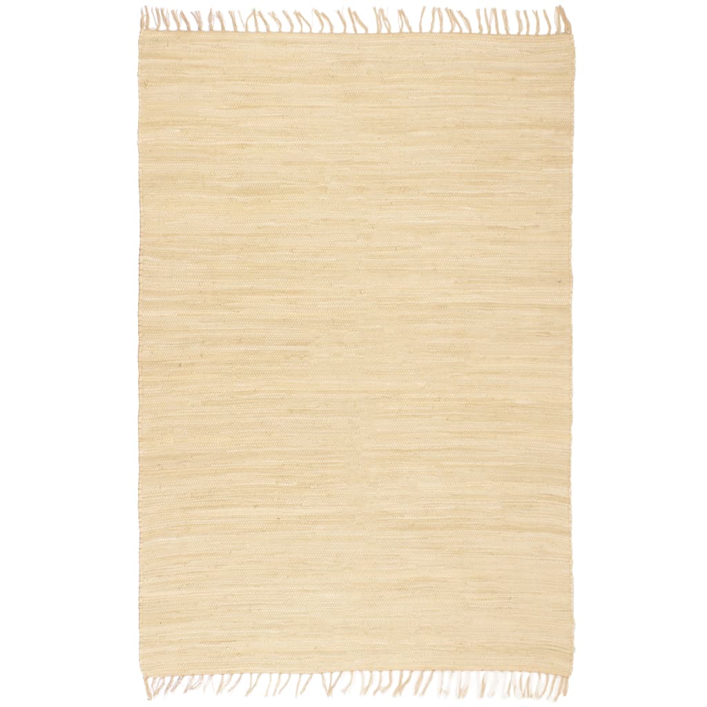 Chindi-Teppich Handgewebt Baumwolle 200x290 cm Creme