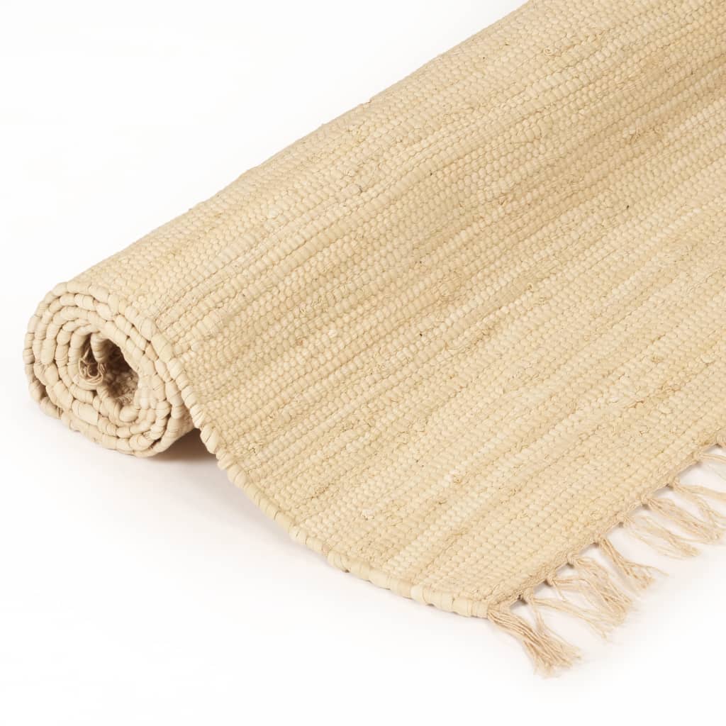 Chindi-Teppich Handgewebt Baumwolle 200x290 cm Creme