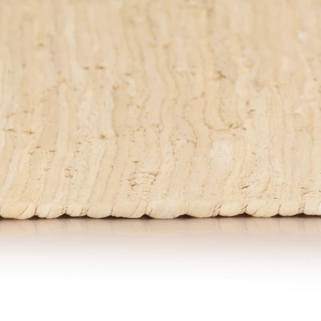 Chindi-Teppich Handgewebt Baumwolle 200x290 cm Creme