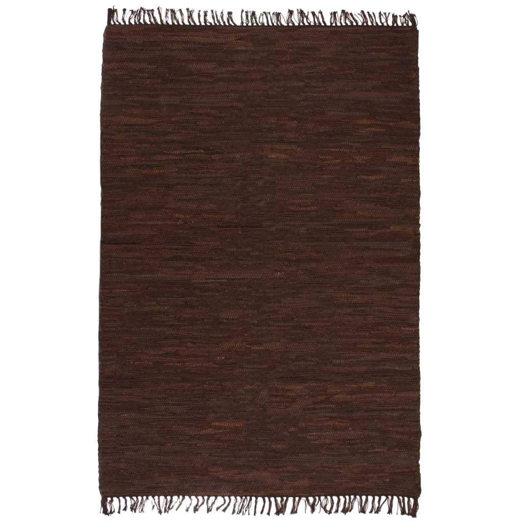 Handgewebter Chindi-Teppich Leder 160 x 230 cm Braun