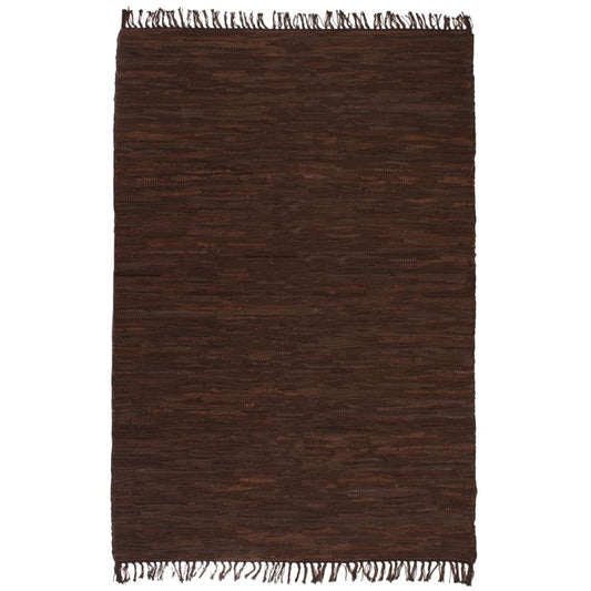Handgewebter Chindi-Teppich Leder 160 x 230 cm Braun