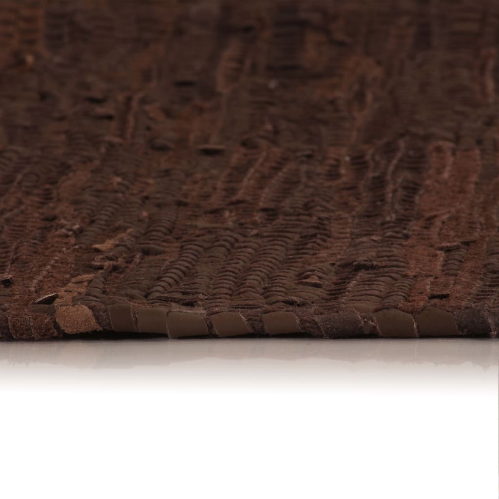 Handgewebter Chindi-Teppich Leder 160 x 230 cm Braun