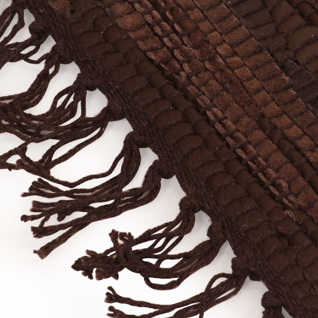 Handgewebter Chindi-Teppich Leder 160 x 230 cm Braun