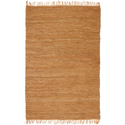 Handgewebter Chindi-Teppich Leder 160 x 230 cm Hellbraun