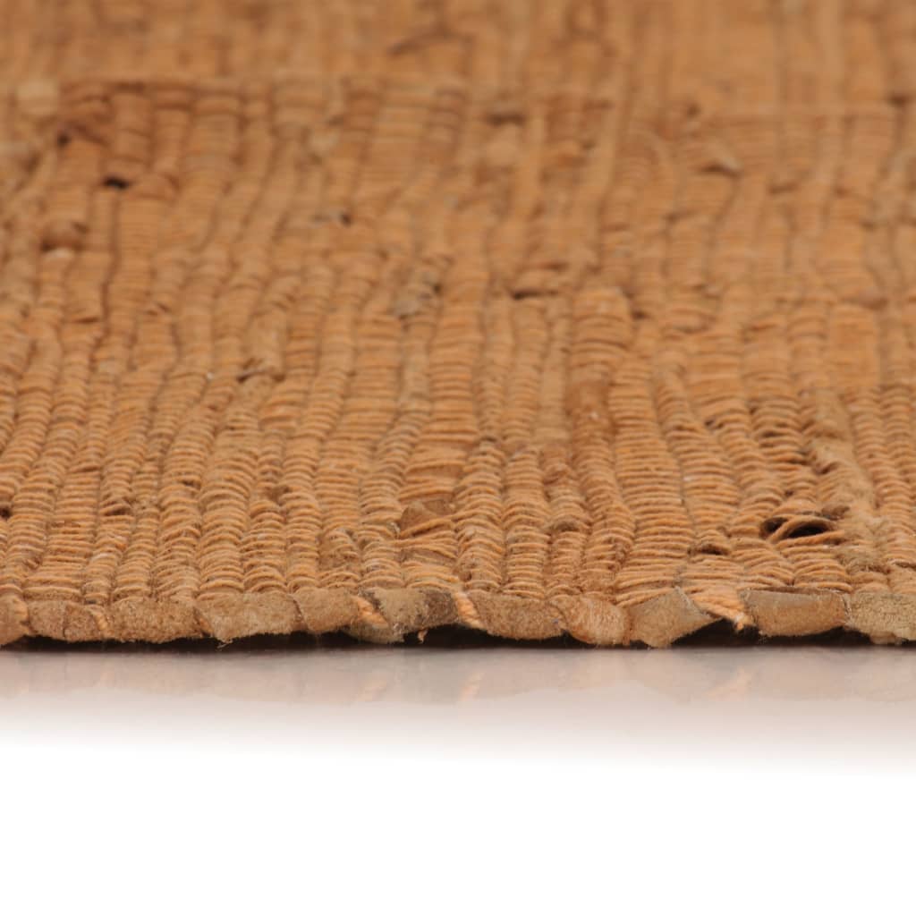 Handgewebter Chindi-Teppich Leder 160 x 230 cm Hellbraun