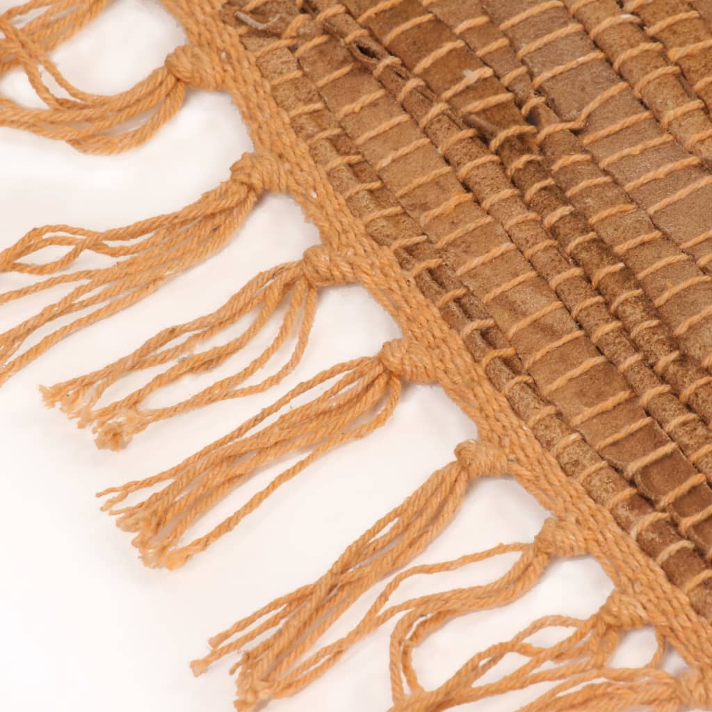 Handgewebter Chindi-Teppich Leder 160 x 230 cm Hellbraun