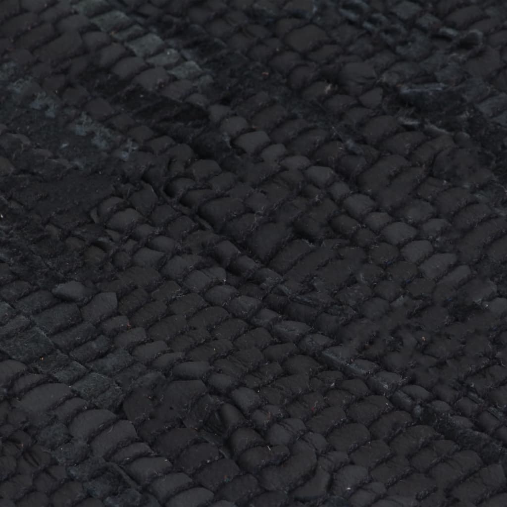 Handgewebter Chindi-Teppich Leder 190x280 cm Schwarz