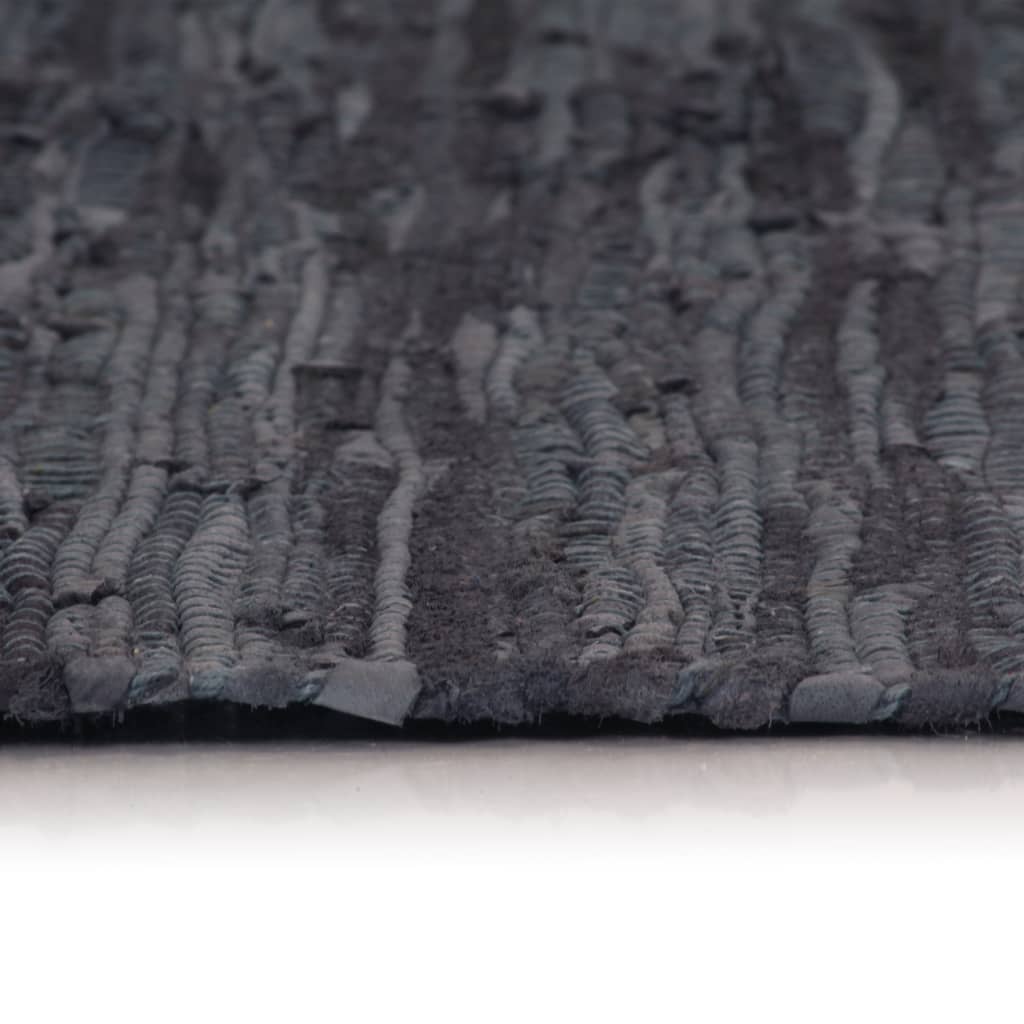 Handgewebter Chindi-Teppich Leder 120x170 cm Grau