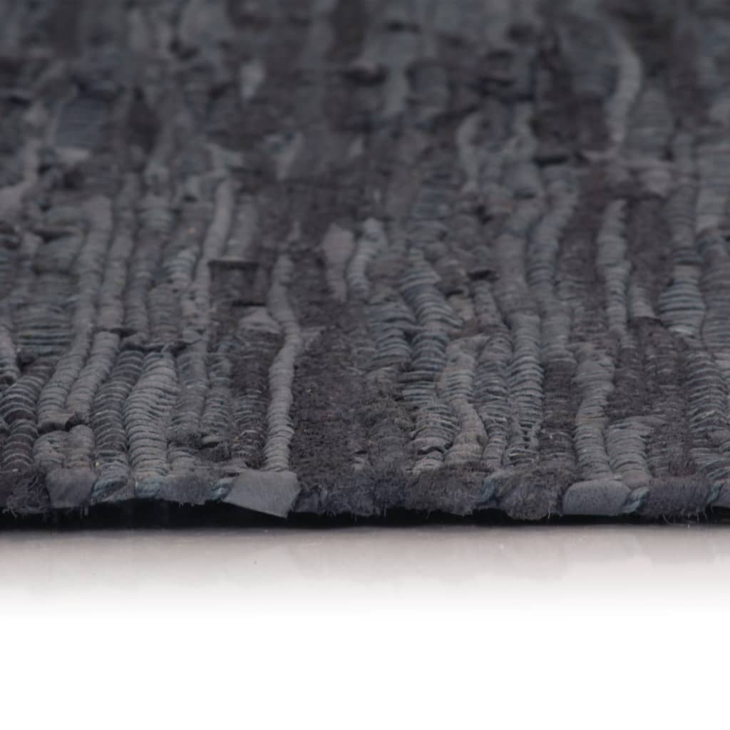Handgewebter Chindi-Teppich Leder 160x230 cm Grau