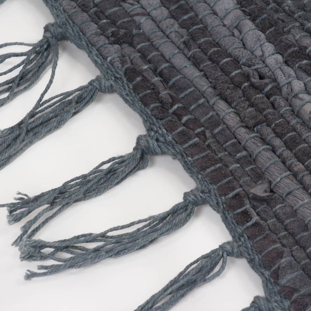 Handgewebter Chindi-Teppich Leder 160x230 cm Grau