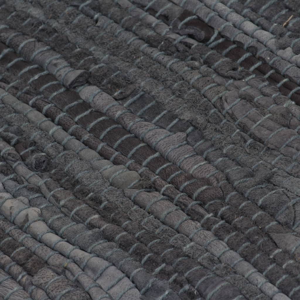Handgewebter Chindi-Teppich Leder 160x230 cm Grau